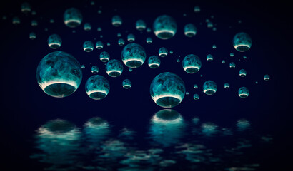 Abstract background - many colorful sphere.