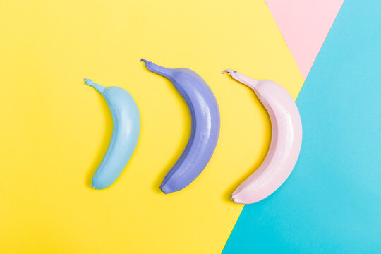 Painted bananas on a vibrant background