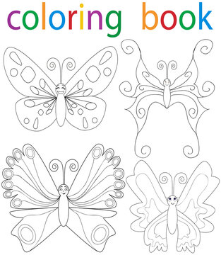  book coloring cartoon butterfly set