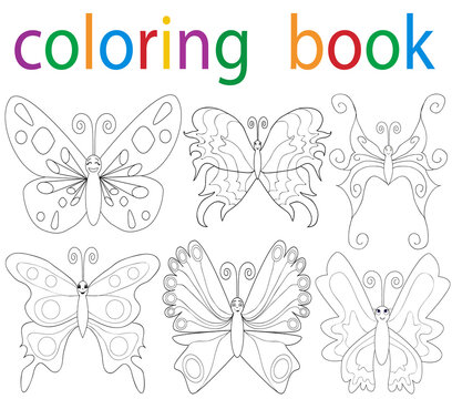 book coloring cartoon butterfly collection
