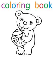book coloring cartoon bear with honey