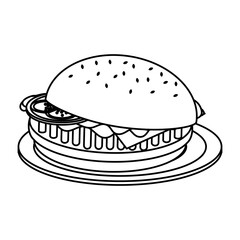 hamburger fast food icon image vector illustration design  single black line
