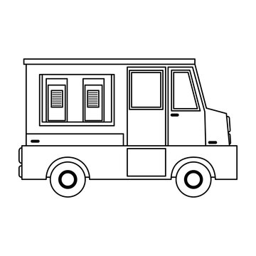 food truck sideview icon image vector illustration design  single black line