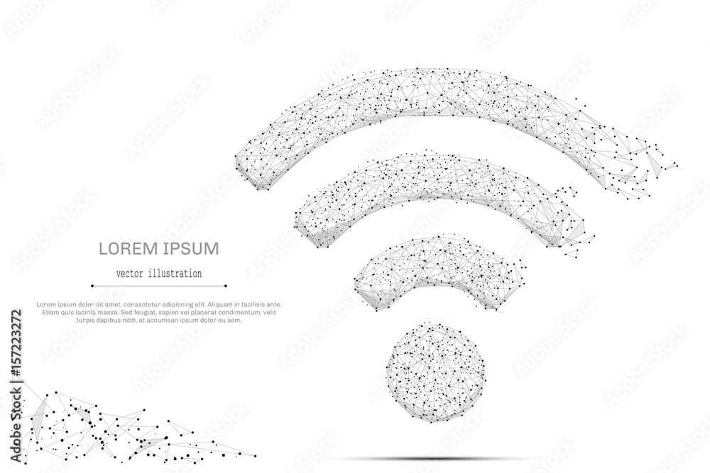 Aufkleber abstract mash line and point wi-fi icon on white background with an inscription. starry sky or space