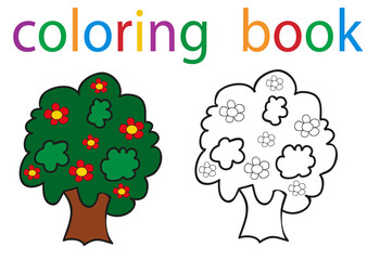  book coloring tree isolated