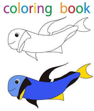  book coloring cartoon fish blue