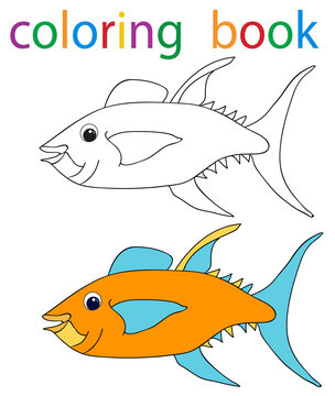  book coloring cartoon fish tuna