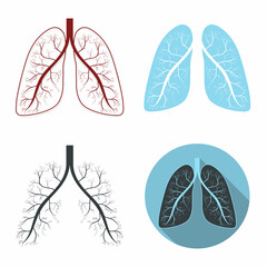 Lungs set. Human lungs anatomy symbol set