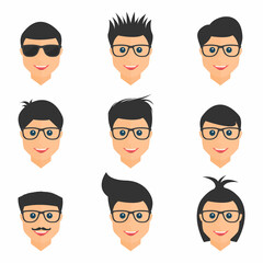 Hairstyles set. Mens hairstyles in different form. Collection of fashionable stylish types