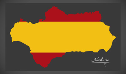 Andalucia map with Spanish national flag illustration