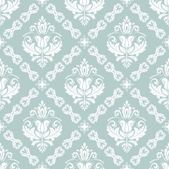 Fototapeta na wymiar Orient vector classic light blue and white pattern. Seamless abstract background with repeating elements. Orient background