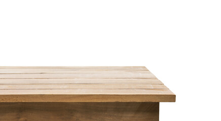 Wood table top on white background.clipping path
