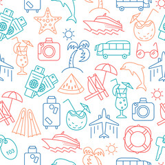 Vector illustration of seamless pattern with summer symbols