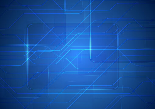 Tech sci-fi abstract blue circuit board background