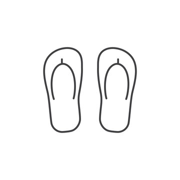 Beach step-in icon. Sea shoes or flip-flops vector illustration in thin line design.