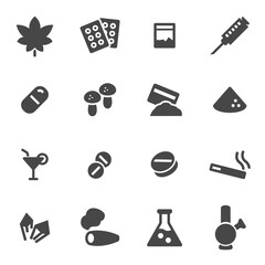 Vector black drugs icons set