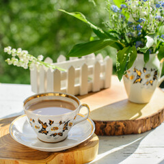 coffee, wood, lily of the valley
