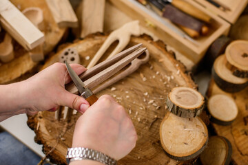 wood carver's work place