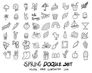 Doodle sketch spring icons Illustration vector eps10