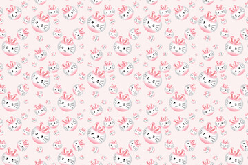 cute pink rabbit cartoon pattern background.vector,sweet,illustrator design.