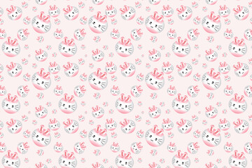 cute pink rabbit cartoon pattern background.vector,sweet,illustrator design.