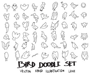 Doodle sketch bird icons Illustration vector
