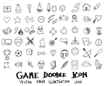 Doodle sketch game icons Illustration vector eps10