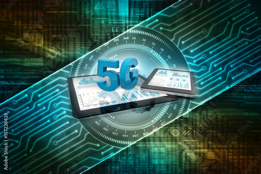 Poster 3d rendering 5g network 5g connection with data