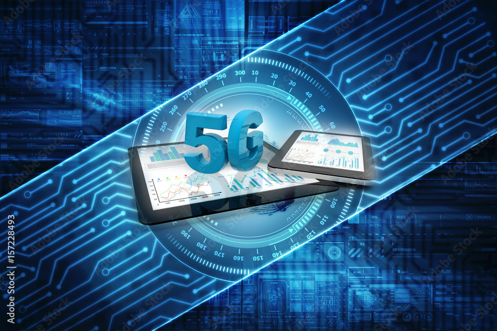 Poster 3d rendering 5g network 5g connection with data