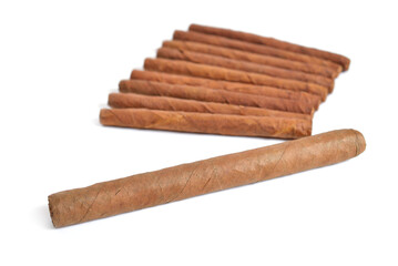 Different Cigars. Isolated on white background