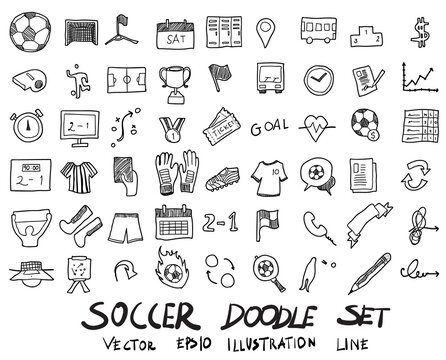 soccer doodle sketch vector ink eps10