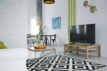 White tv living room
