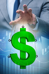 American dollar in floating exchange rate concept