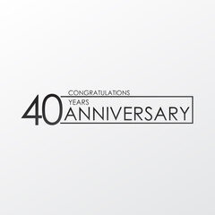 black color elegant and simple 40 years anniversary. lines vector design for family, shop, business, company, or various event Print