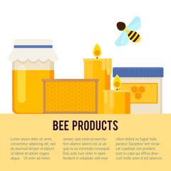 Beekeeping vector concept with different  items. Modern flat style vector.