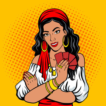 Girl fortune teller pop art style vector