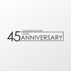 black color elegant and simple 45 years anniversary. lines vector design for family, shop, business, company, or various event Print