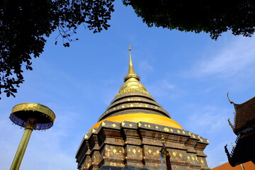 Fototapeta premium Ancient Pagoda at Wat Pratha Lampang Luang Temple in Lampang Province, Thailand.