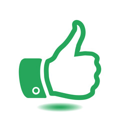 Like  icon. Hand finger up sign. Thumb up symbol. Flat design style. 