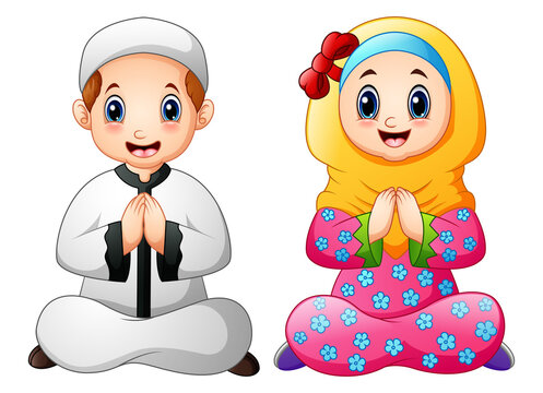 Muslim kid cartoon greeting