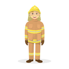 Isolated happy fireman.
