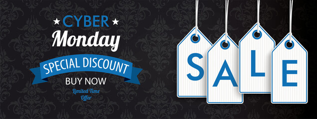 Cyber Monday Header Ornaments Price Stickers Sale