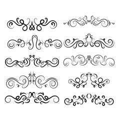 Calligraphic set design elements eps 10 vector
