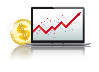 Black Notebook Golden Dollar Coin Growth Chart