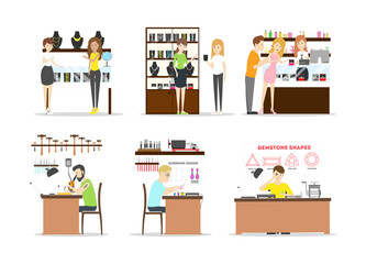 Jewelry store interior set.