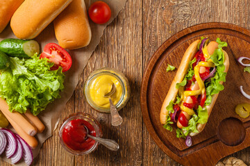 Delicious homemade hot dogs.