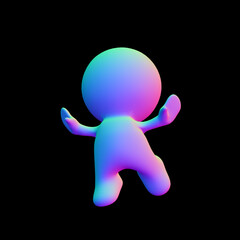 cute colourful 3d person is jumping for joy and happiness