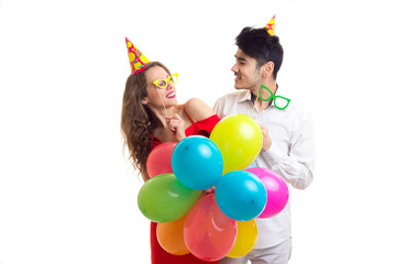 Young couple with balloons
