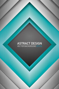 Abstract volume rhombus background, turquoise inside, cover for project presentation, vector design