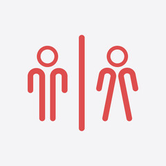 WC sign icon.  Male and Female toilet. Flat design. 